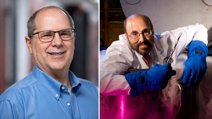 Dr. Gary Heiman, left and Dr. Jay Tischfield, right, Department of Genetics
